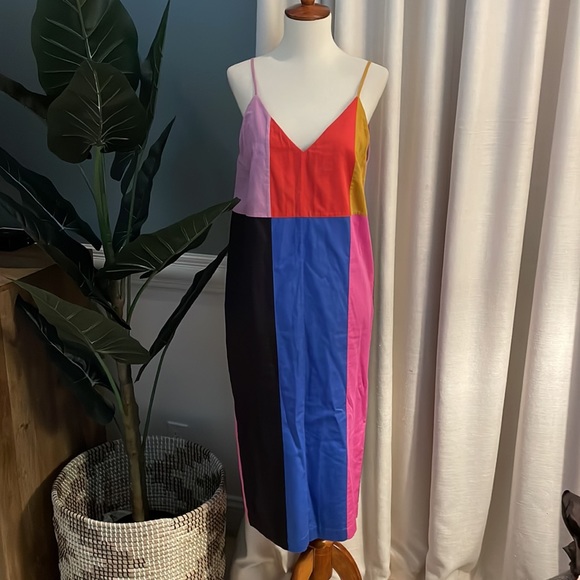 Mara Hoffman Georgia Color Block Midi Dress w V Back - Picture 5 of 11